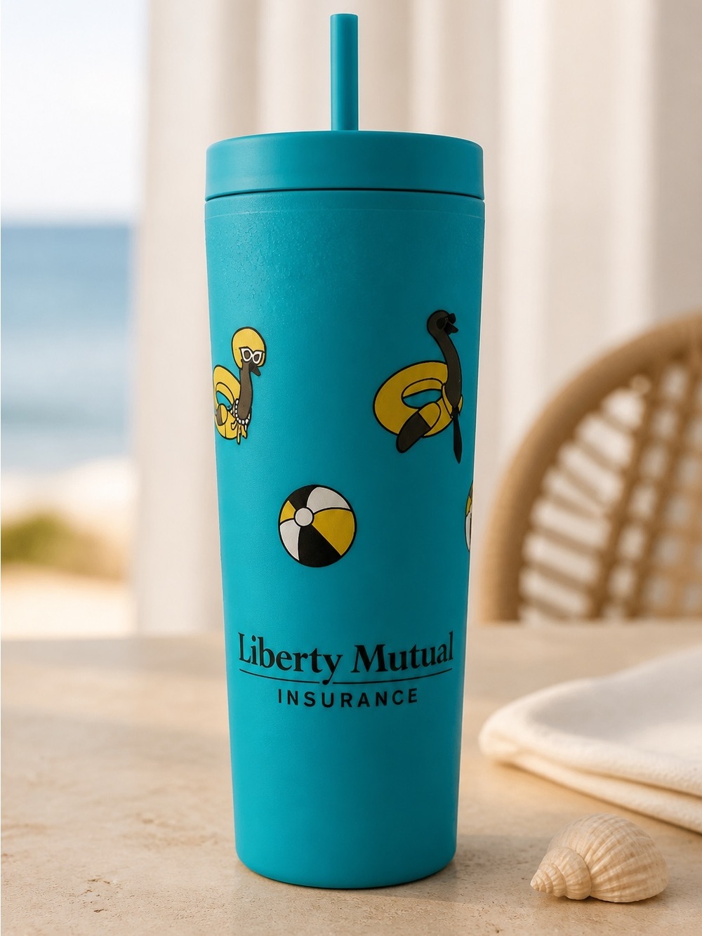 NWOT Blue Liberty Mutual Ins Promotional Tumbler EMU Swim